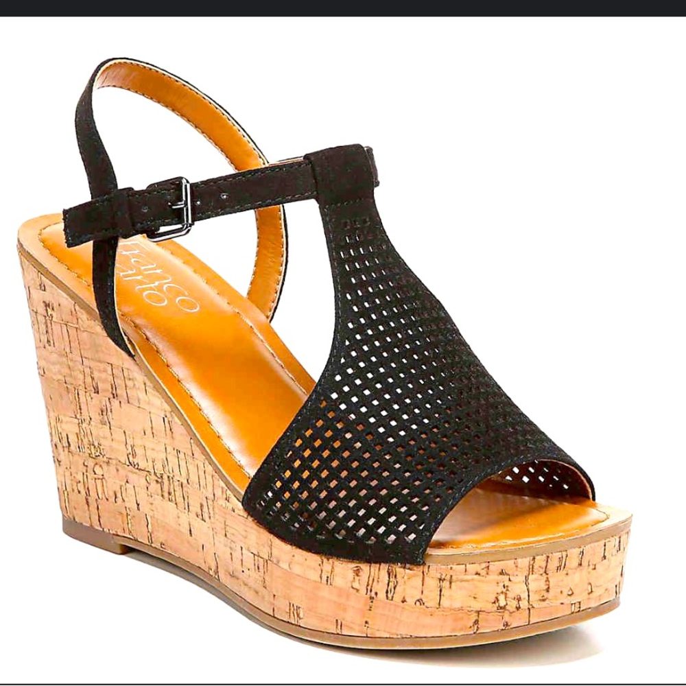 Black wedge sandals